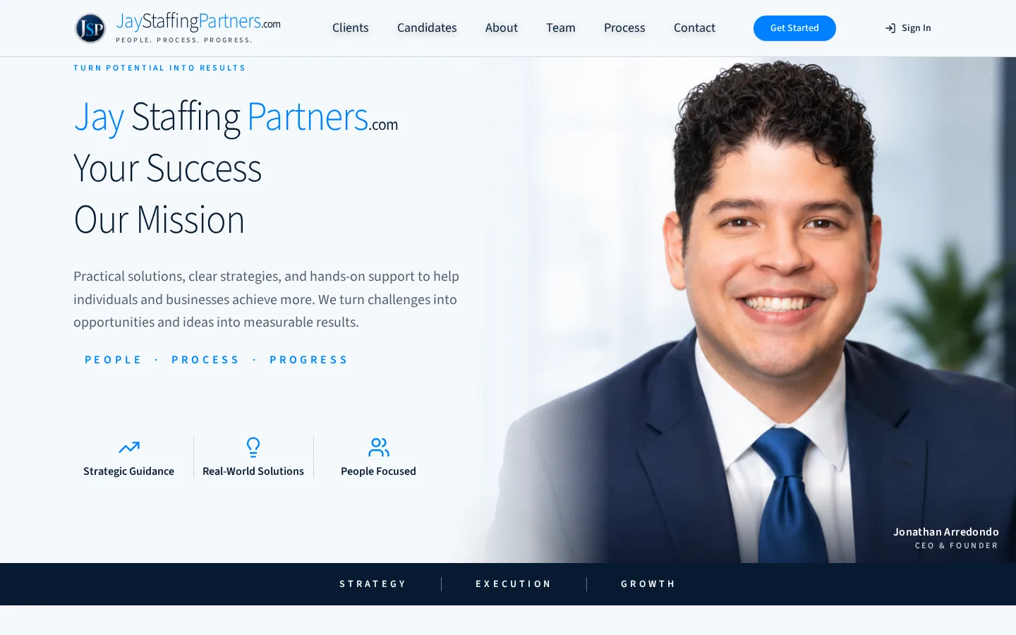Live sample recruiting website — JayStaffingPartners.com